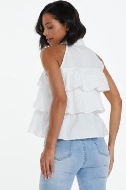 White Tiered Sleeveless Blouse -Chic Summer Shop 00100038478 XB