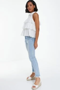 White Tiered Sleeveless Blouse -Chic Summer Shop 00100038478 XS