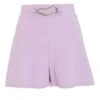 Lilac Buckle Detail High Waist Shorts -Chic Summer Shop 00100038507 ZM