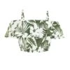 Khaki Floral Bardot Crop Top -Chic Summer Shop 00100038521 ZM