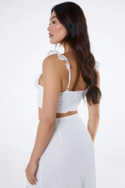 White Chiffon Dobby Crop Top 10 White Chiffon Dobby Crop Top -Chic Summer Shop 00100038545 XB