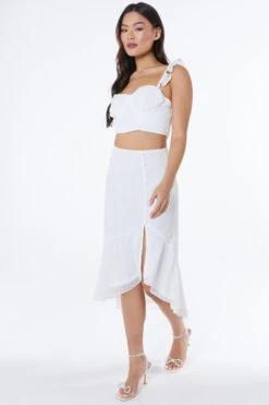 White Chiffon Dobby Crop Top 11 White Chiffon Dobby Crop Top -Chic Summer Shop 00100038545 XS