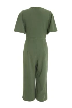 Khaki Wrap Tie Culotte Jumpsuit -Chic Summer Shop 00100038552 ZB