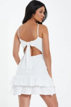 White Tie Back Skater Dress -Chic Summer Shop 00100038556 XB