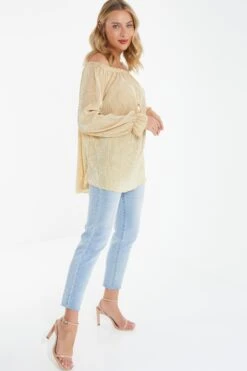 Beige Bardot Necklace Top -Chic Summer Shop 00100038574 XS