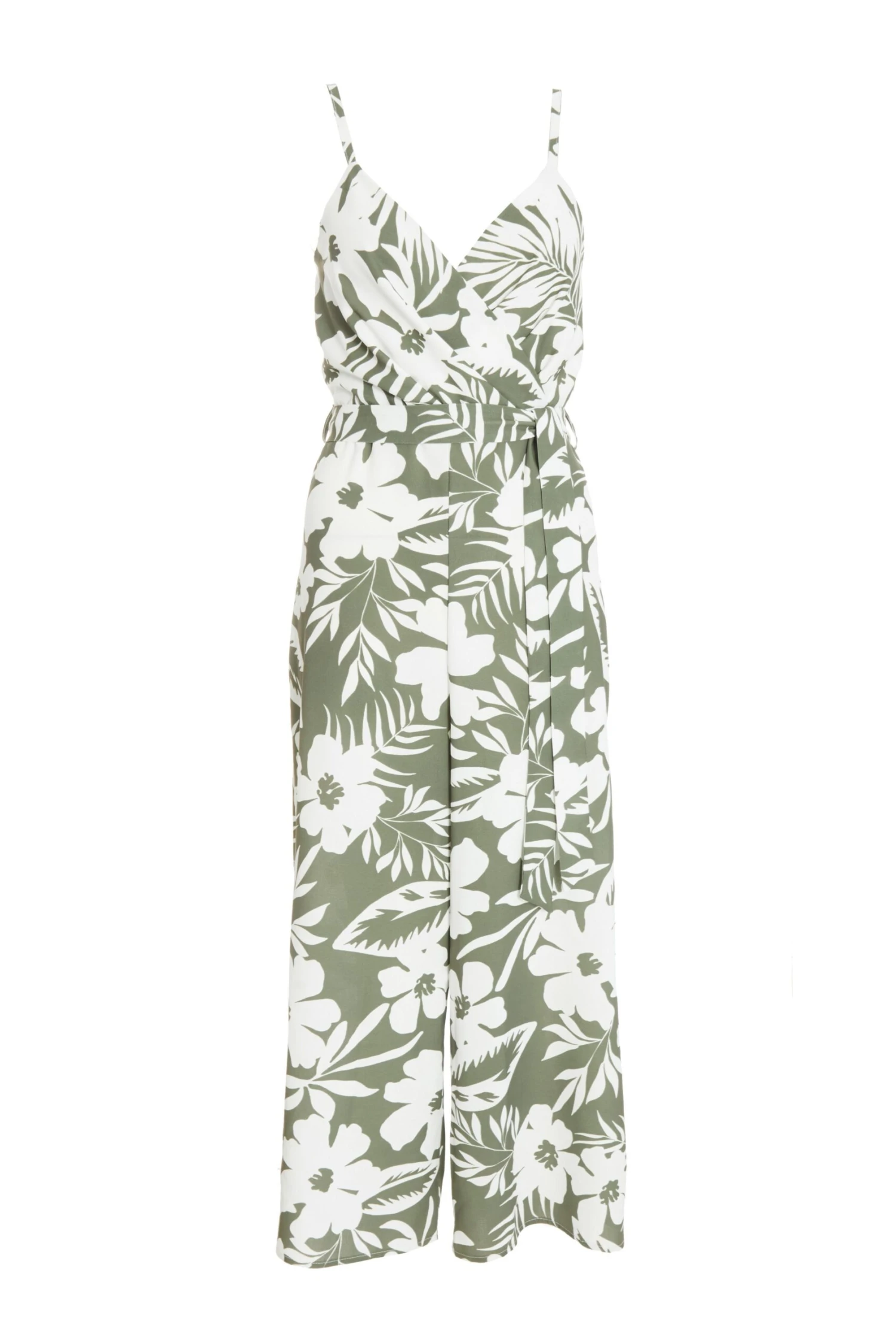 Khaki Tropical Print Culotte Jumpsuit 3 Khaki Tropical Print Culotte Jumpsuit