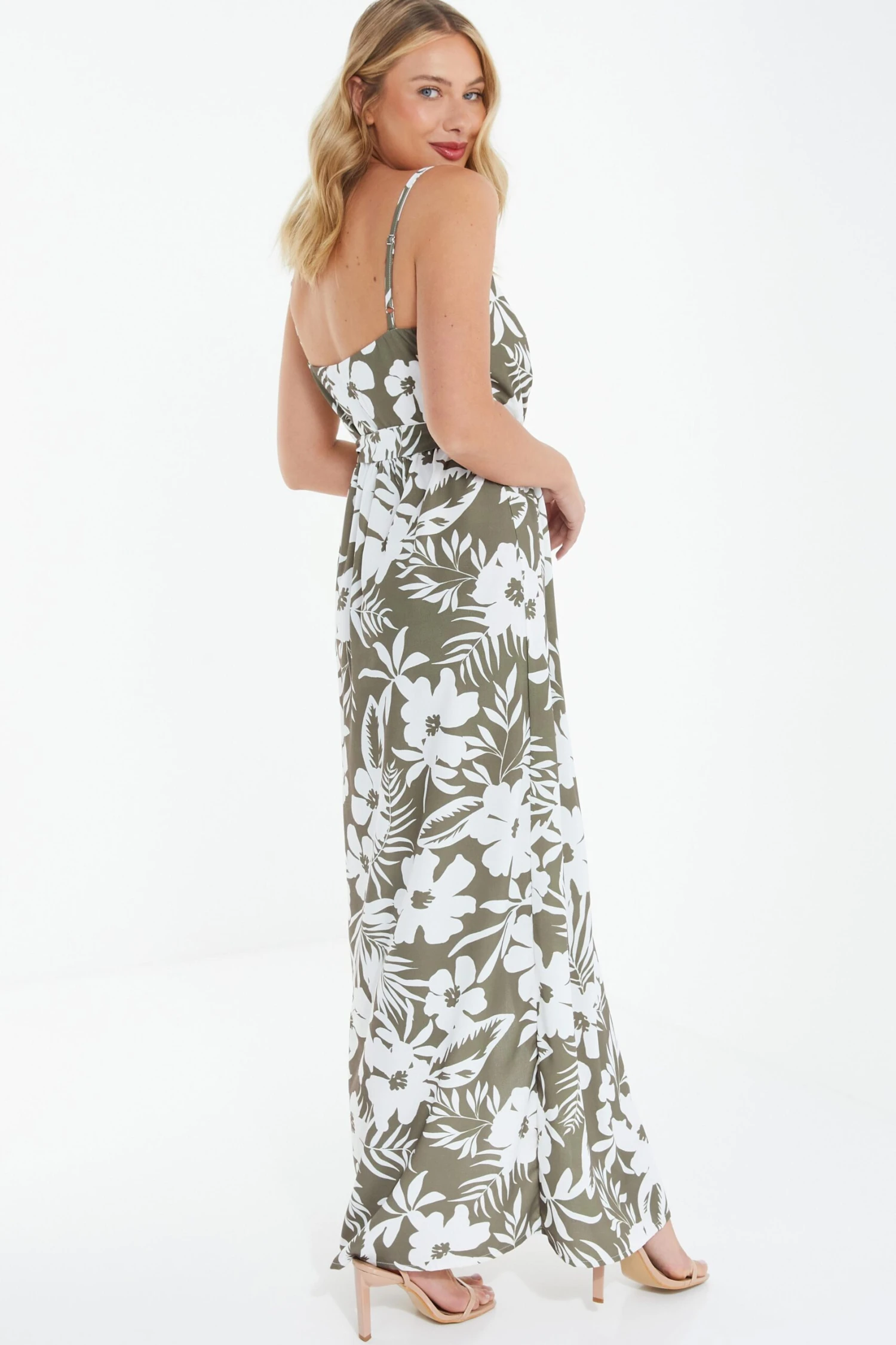 Khaki Tropical Print Maxi Dress 5 Khaki Tropical Print Maxi Dress - Image 3