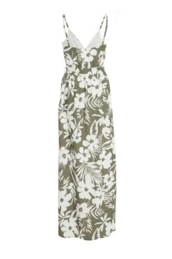 Khaki Tropical Print Maxi Dress 12 Khaki Tropical Print Maxi Dress -Chic Summer Shop 00100038590 ZB