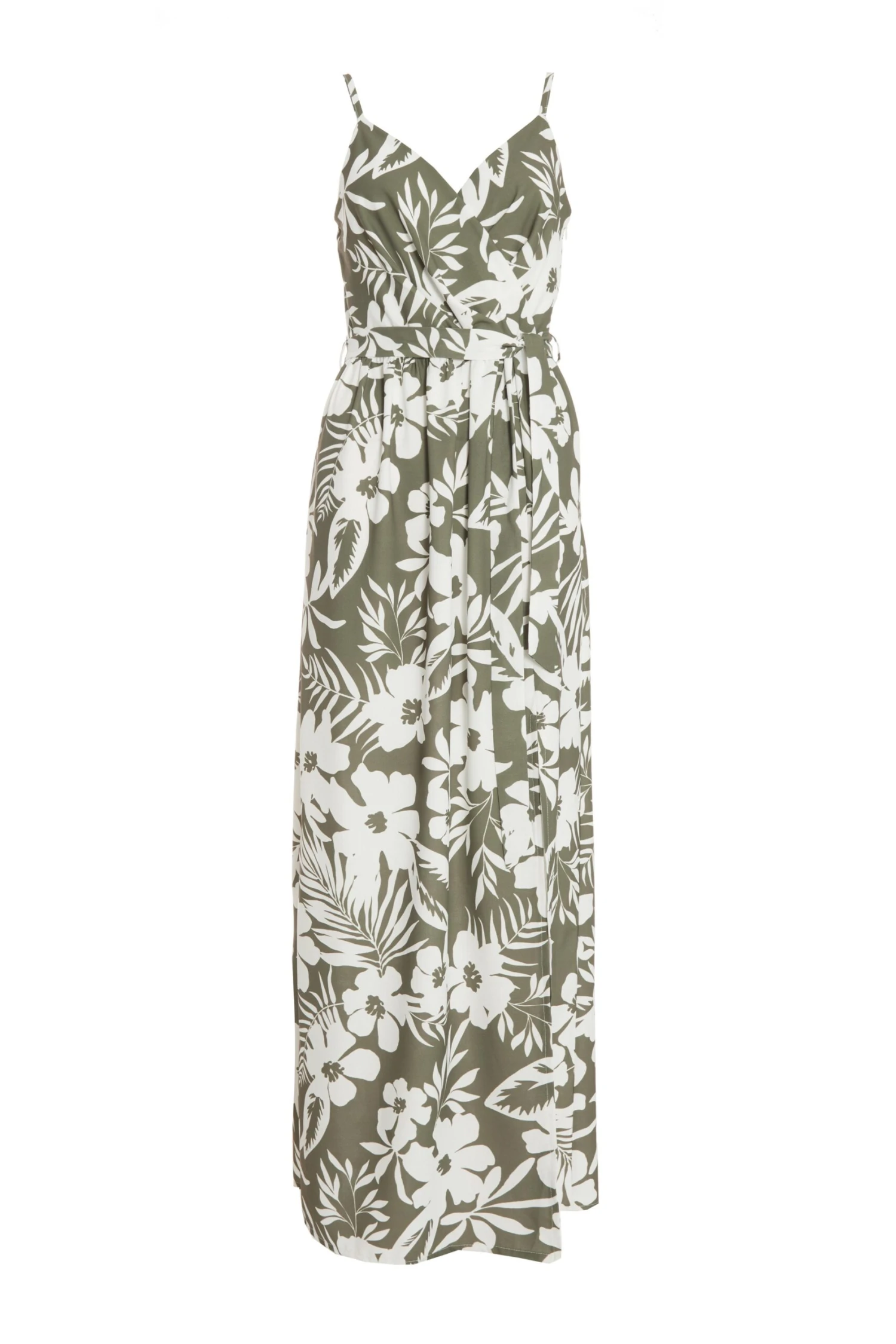 Khaki Tropical Print Maxi Dress 3 Khaki Tropical Print Maxi Dress