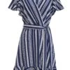 Navy Stripe Wrap Mini Dress -Chic Summer Shop 00100038621 ZM