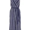 Navy Stripe Print Culotte Jumpsuit -Chic Summer Shop 00100038623 ZM