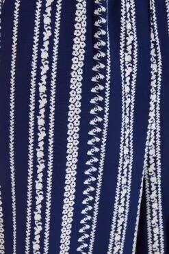 Navy Stripe Print Culotte Jumpsuit -Chic Summer Shop 00100038623 ZS