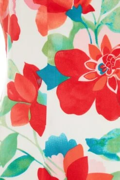 Multicoloured Tropical Satin Midi Dress -Chic Summer Shop 00100038639 ZS