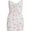 White Ditsy Floral Ruched Mini Dress 2 White Ditsy Floral Ruched Mini Dress -Chic Summer Shop 00100038656 ZM