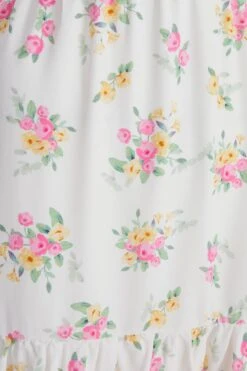 White Ditsy Floral Ruched Midi Dress -Chic Summer Shop 00100038658 ZS