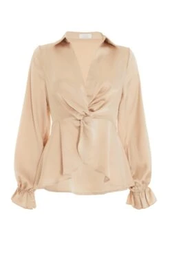 Stone Satin Frill Cuff Blouse