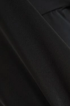 Black Satin Frill Cuff Blouse 13 Black Satin Frill Cuff Blouse -Chic Summer Shop 00100038666 ZS