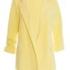 Yellow Ruched Sleeve Blazer