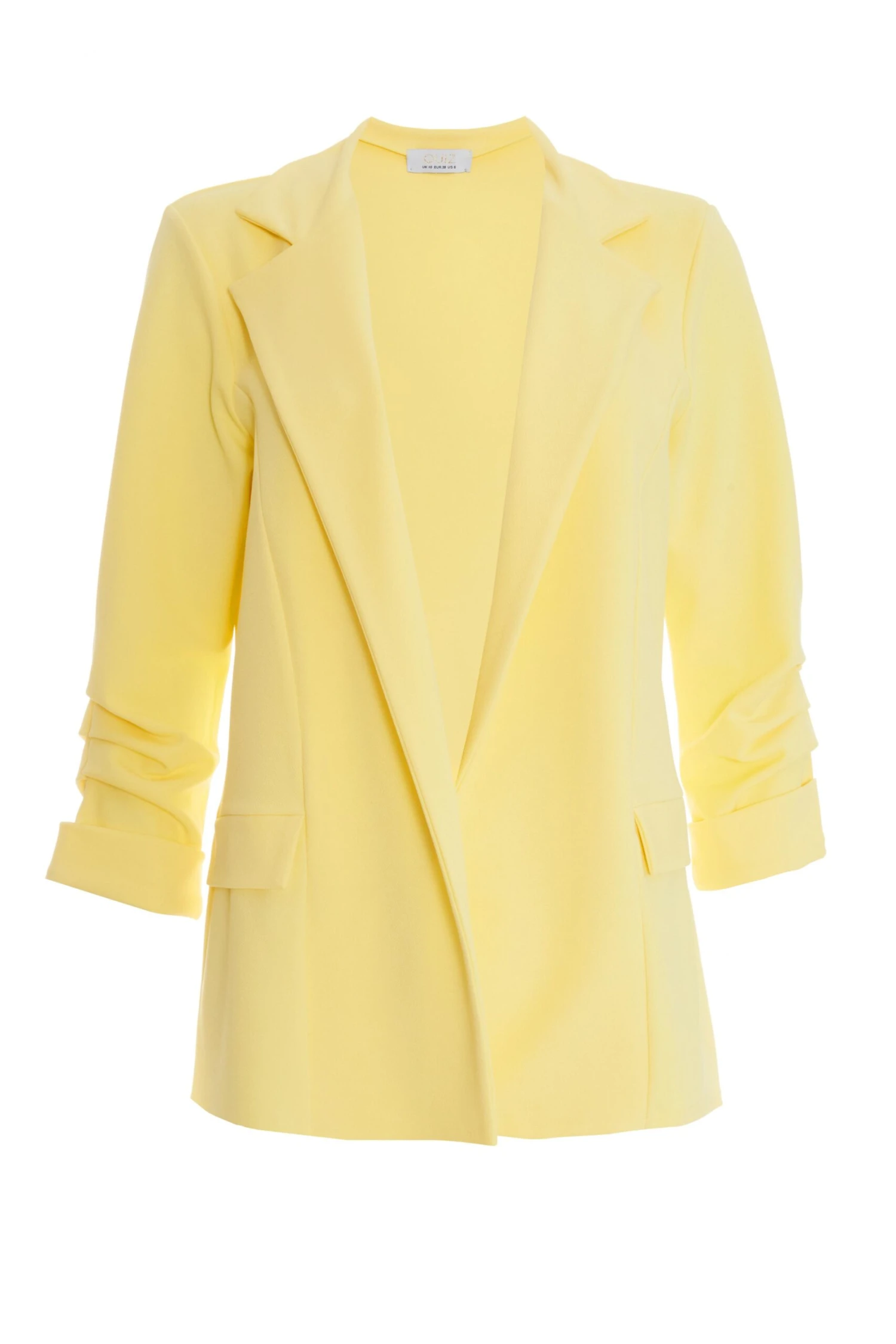 Yellow Ruched Sleeve Blazer 3 Yellow Ruched Sleeve Blazer