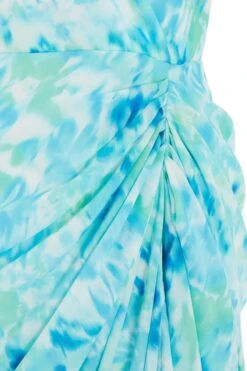 Blue Wrap Ruched Midi Dress -Chic Summer Shop 00100038686 ZS