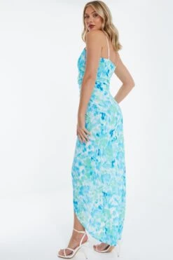 Blue Wrap Ruched Maxi Dress 10 Blue Wrap Ruched Maxi Dress -Chic Summer Shop 00100038687 XB