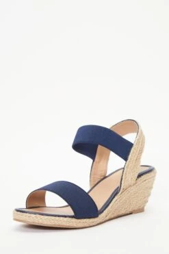 Navy Low Wedge Sandals -Chic Summer Shop 00100038692 XB