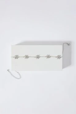 Silver Diamante Flower Choker Necklace -Chic Summer Shop 00100038744 ZB