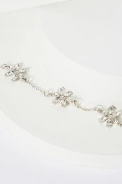 Silver Diamante Flower Choker Necklace -Chic Summer Shop 00100038744 ZS