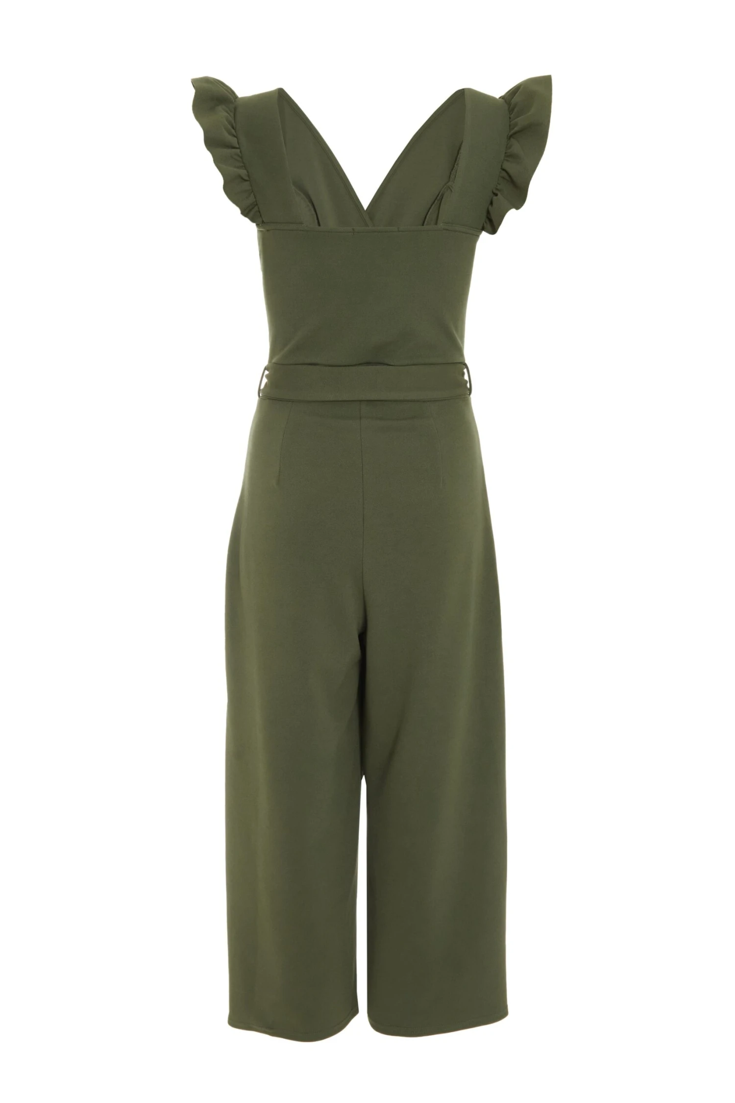 Khaki Wrap Frill Front Culotte Jumpsuit 7 Khaki Wrap Frill Front Culotte Jumpsuit - Image 5