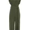 Khaki Wrap Frill Front Culotte Jumpsuit -Chic Summer Shop 00100038753 ZM