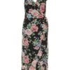 Black Floral Chiffon Wrap Midi Dress -Chic Summer Shop 00100038768 ZM