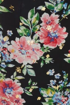 Black Floral Chiffon Wrap Midi Dress -Chic Summer Shop 00100038768 ZS