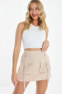 Stone Cargo Mini Skirt -Chic Summer Shop 00100038776 XM