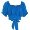 Blue Ruched Crop Top