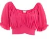 Pink Ruched Crop Top -Chic Summer Shop 00100038791 ZM