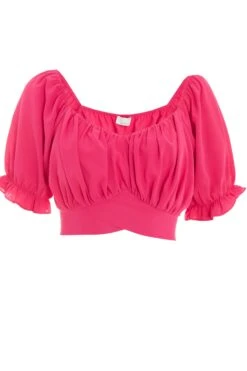 Pink Ruched Crop Top
