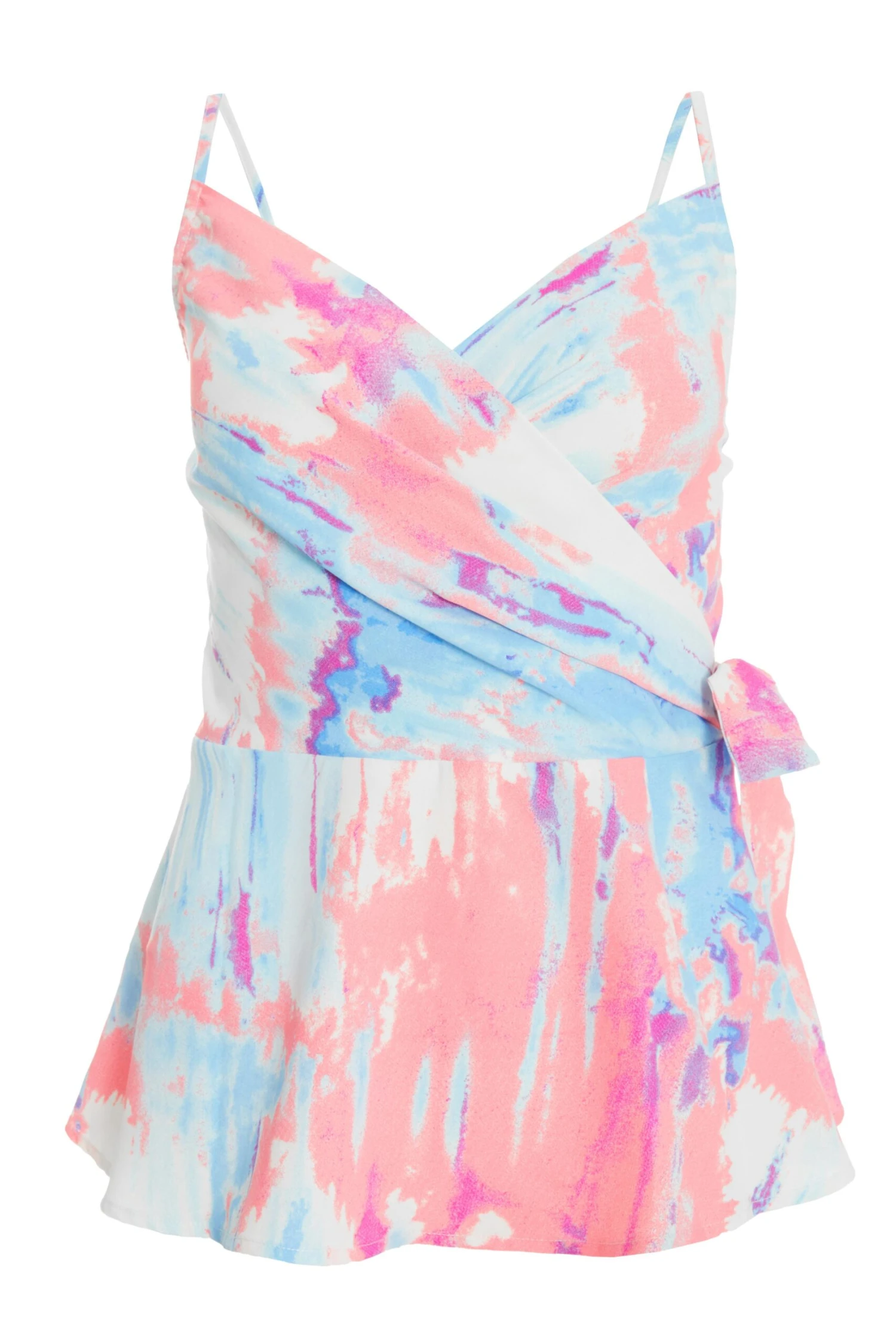 Blue Marble Print Peplum Top 3 Blue Marble Print Peplum Top