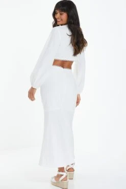 White Textured Midi Skirt -Chic Summer Shop 00100038876 XB
