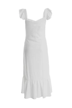 White Textured Frill Midi Dress 12 White Textured Frill Midi Dress -Chic Summer Shop 00100038881 ZB