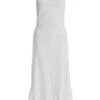 White Textured Frill Midi Dress