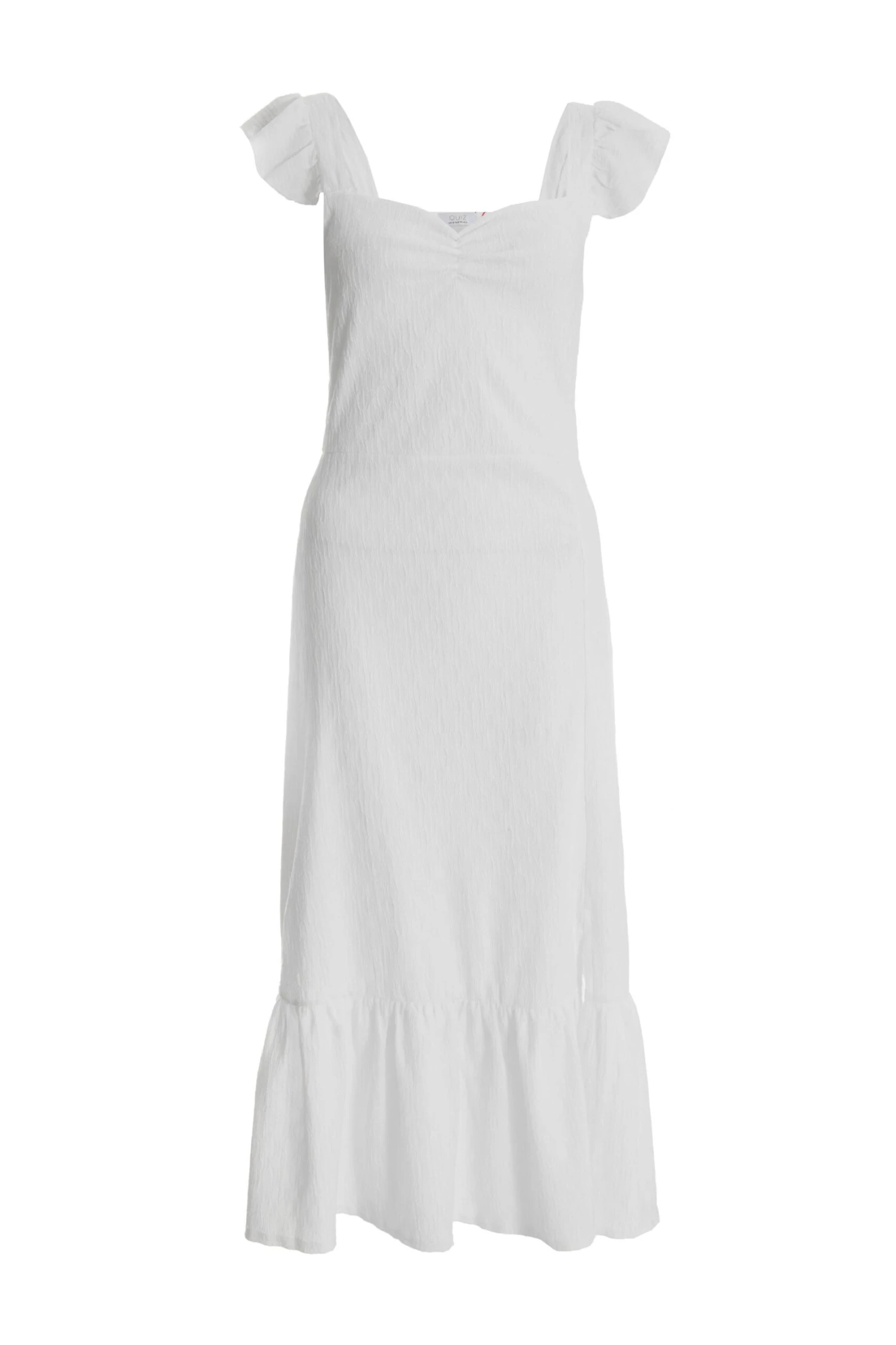 White Textured Frill Midi Dress 3 White Textured Frill Midi Dress
