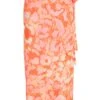 Orange Leopard Print Satin Wrap Midi Skirt -Chic Summer Shop 00100038902 ZM