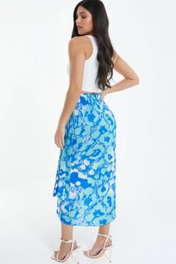 Blue Leopard Print Satin Wrap Midi Skirt 10 Blue Leopard Print Satin Wrap Midi Skirt -Chic Summer Shop 00100038903 XB