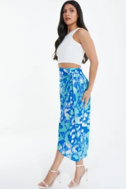 Blue Leopard Print Satin Wrap Midi Skirt 11 Blue Leopard Print Satin Wrap Midi Skirt -Chic Summer Shop 00100038903 XS