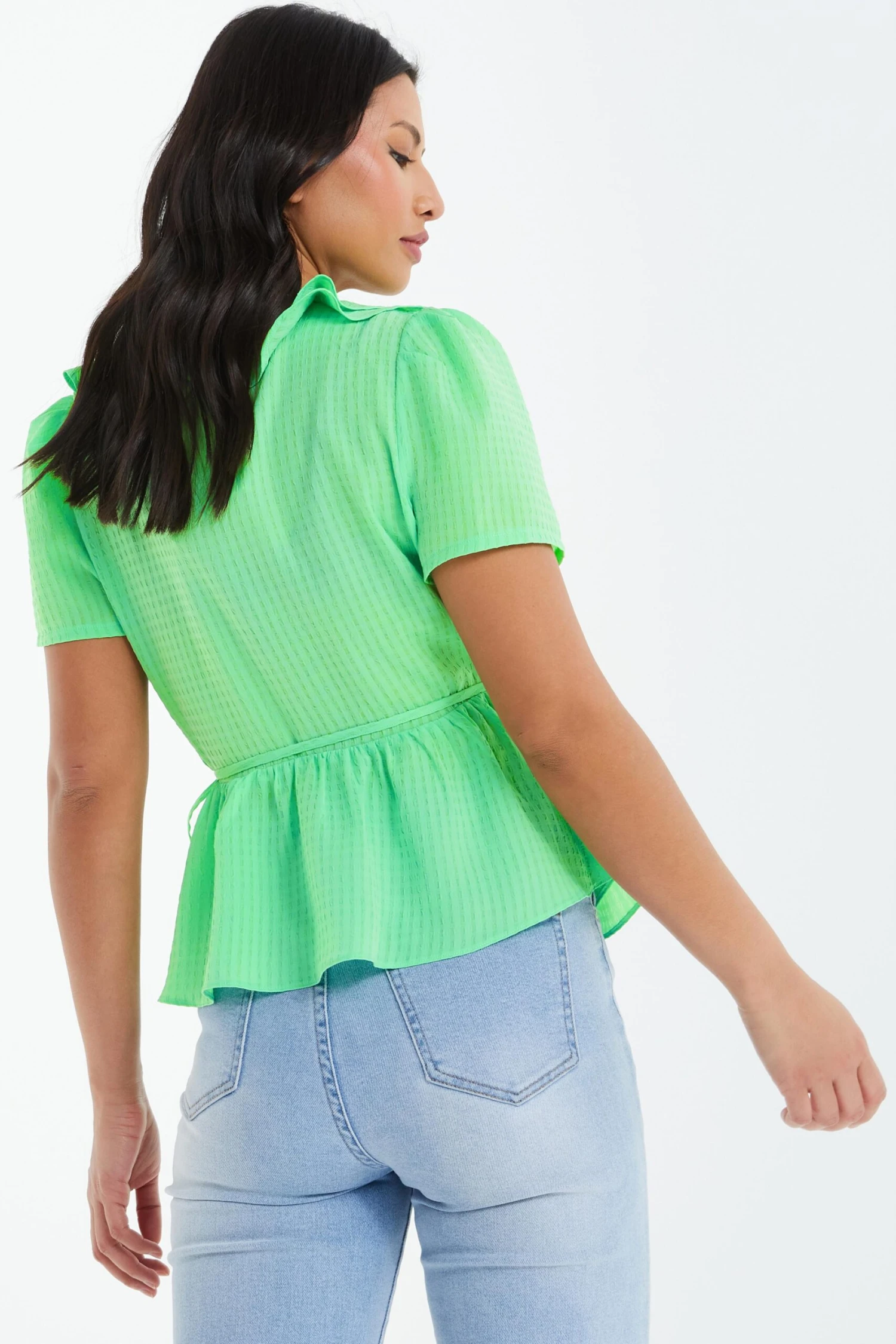 Green Frill Peplum Blouse 5 Green Frill Peplum Blouse - Image 3