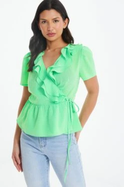Green Frill Peplum Blouse 9 Green Frill Peplum Blouse -Chic Summer Shop 00100038919 XM