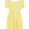 Yellow Chiffon Tie Front Playsuit