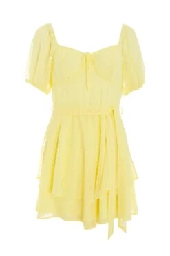 Yellow Chiffon Tie Front Playsuit