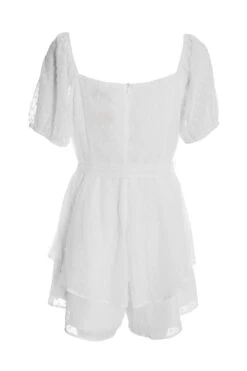 White Chiffon Tie Front Playsuit 12 White Chiffon Tie Front Playsuit -Chic Summer Shop 00100038930 ZB