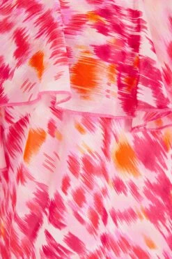 Pink Brush Stroke Print Bardot Top -Chic Summer Shop 00100038959 ZS